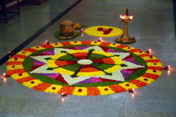 Floral Rangoli And Colors – Onam Pookkalam